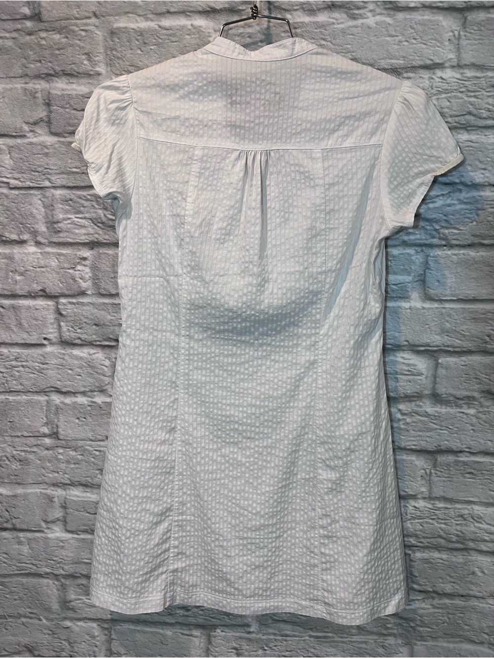 VTG Y2K Inscene White V-Neck Seersucker Cap Sleeve Mini Dress - Medium - Picture 13 of 15